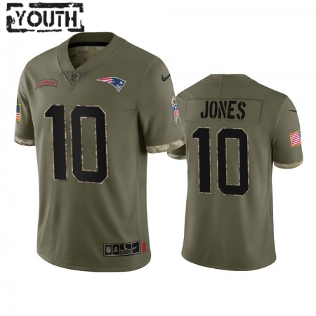 Maillot New England Patriots Mac Jones 10 Olive 2022 Salute To Service Limited - Enfant